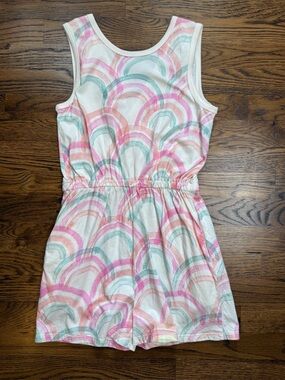 Tea Collection Girls Watercolor Sleeveless Pastel Rainbow Reversible Romper 12